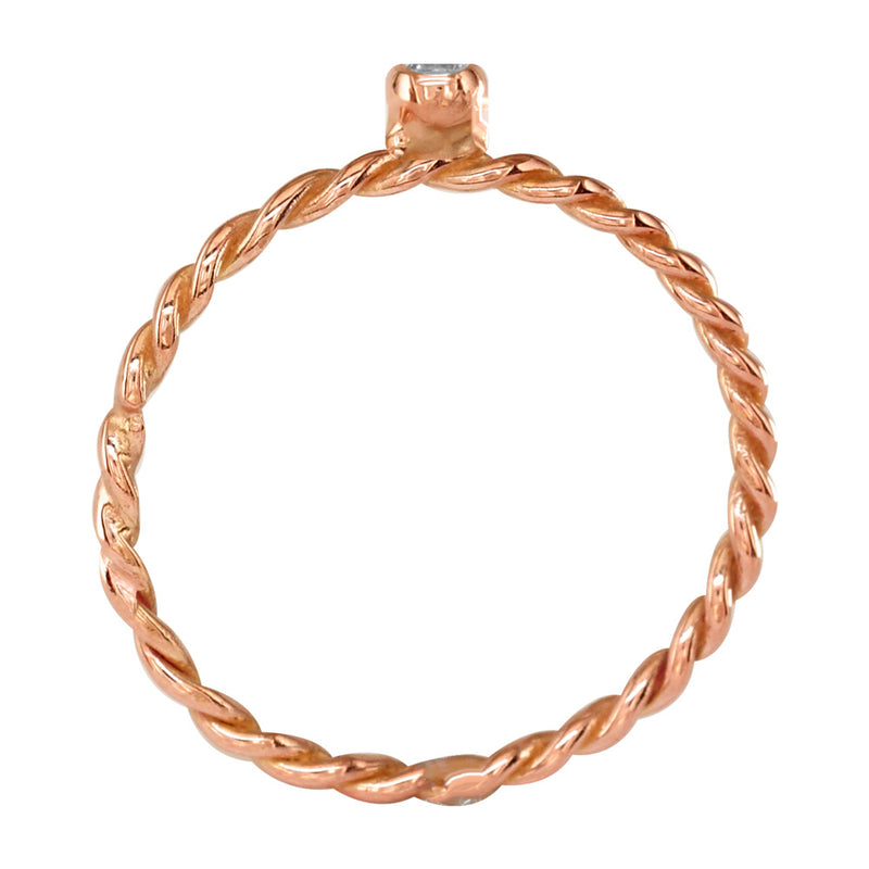Thin Diamond Rope Ring in 14K Pink Gold