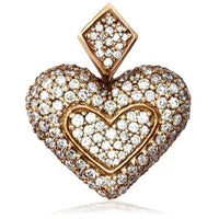 Large Puff Diamond Heart Pendant in 18K Gold
