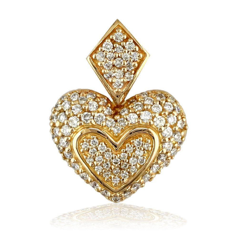 Medium Puff Diamond Heart Pendant in 18K Gold