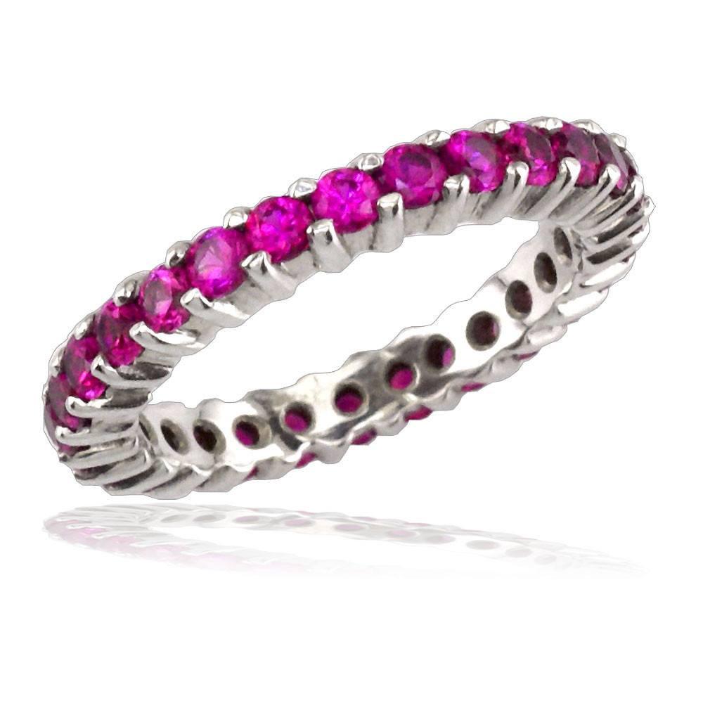 Pink Sapphire Eternity Band in 18K, 1.60CT