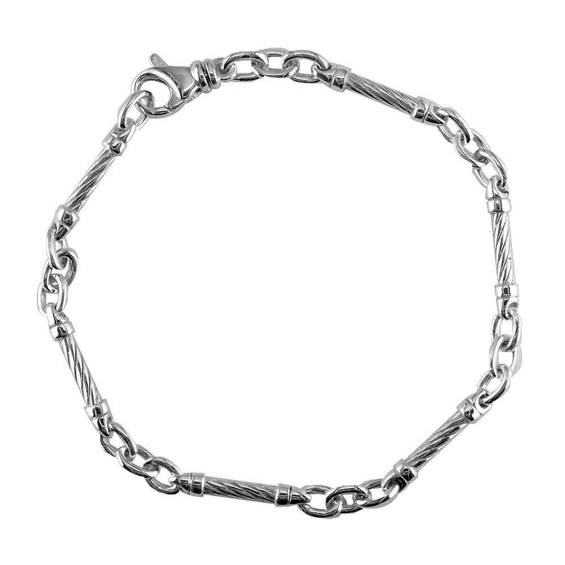 Mens Or Ladies Cable Link Bracelet in Sterling Silver, 8.5 Inches