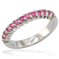 Half Eternity Pink Sapphire Ring in 18K White Gold