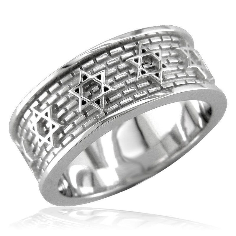 Jewish Star Of David and Brick Wall Ring in Sterling Silver