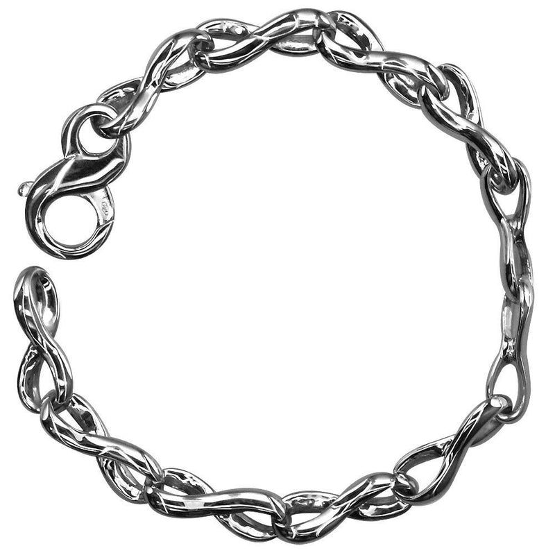 Infinity Link Bracelet in Sterling Silver, 8.5 Inches Long