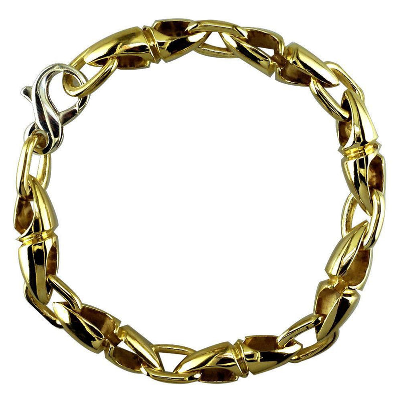 Mens Long Twisted Bullet Link Bracelet in Bronze, 9 Inches