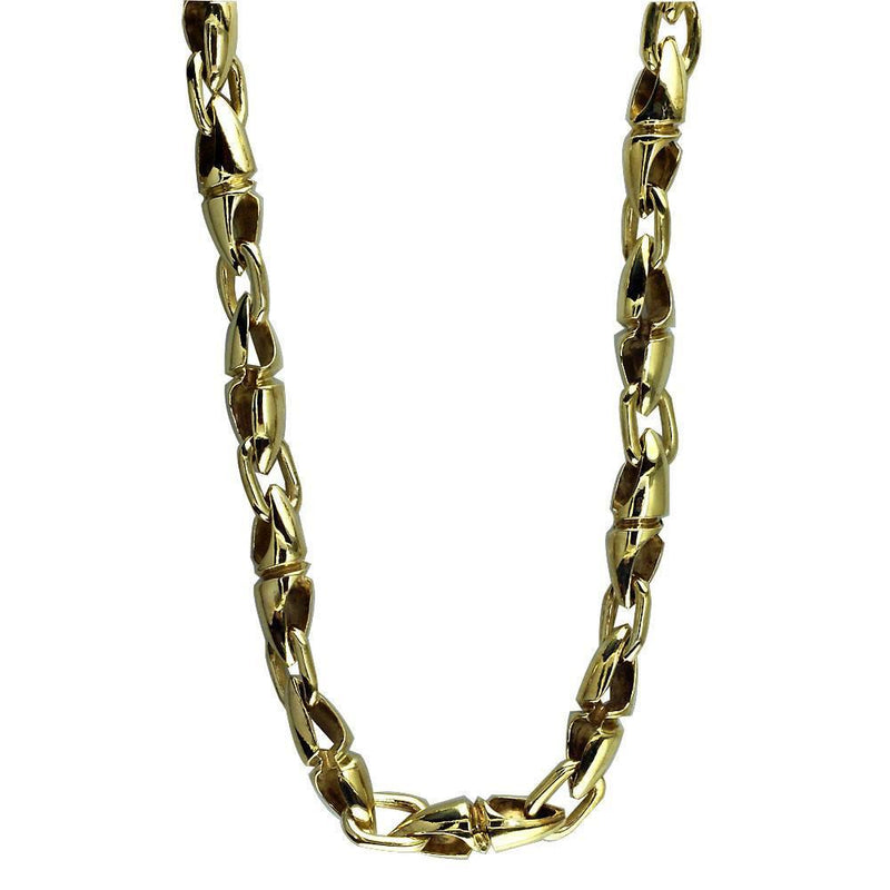 Mens Long Twisted Bullet Link Chain in Bronze