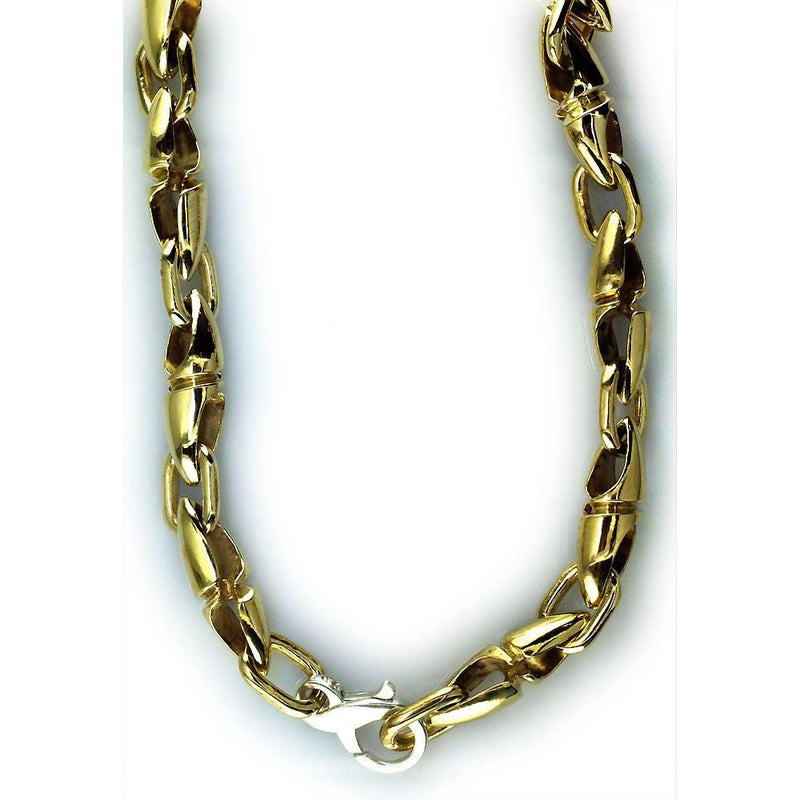 Mens Long Twisted Bullet Link Chain in Bronze