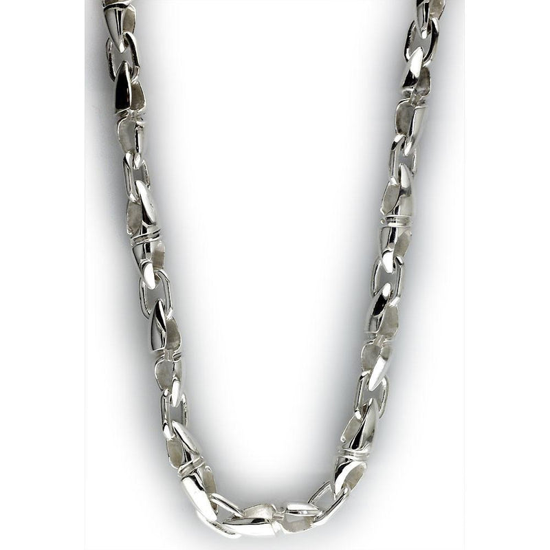 Mens Twisted Bullet Link Chain in Sterling Silver