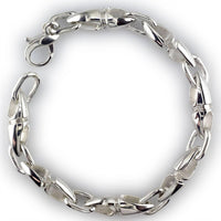 Mens Twisted Bullet Link Bracelet in Sterling Silver