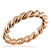 Stackable Ladies Rope Ring in 14k Pink Gold