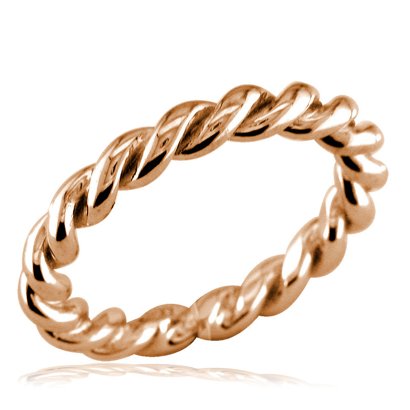 Stackable Ladies Rope Ring in 18k Pink Gold