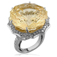 Ladies Huge Citrene and Diamond Ring