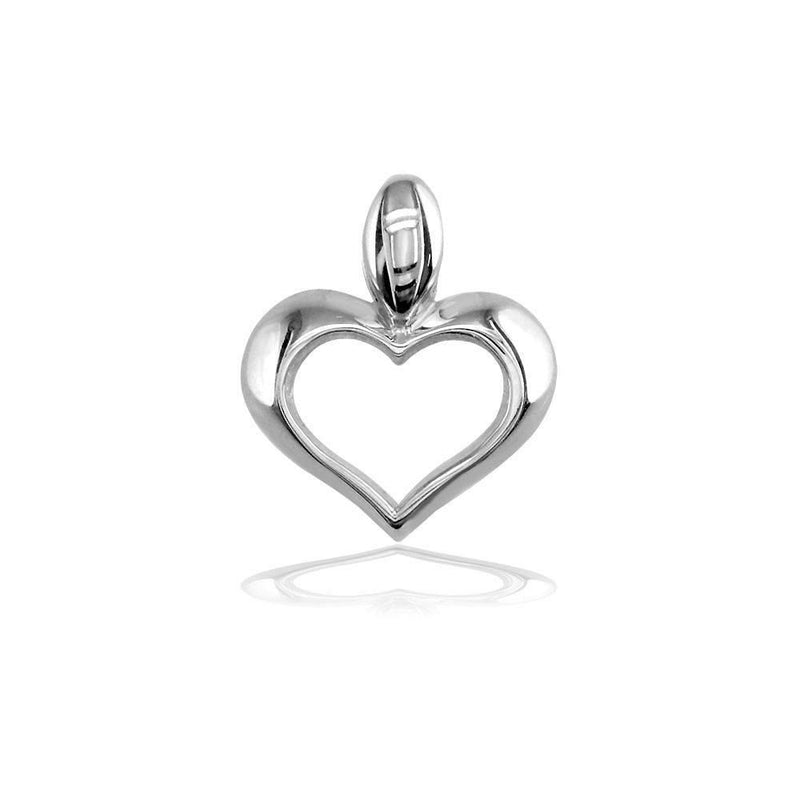 Small Open Heart Charm and Chain in Sterling Silver, 16"