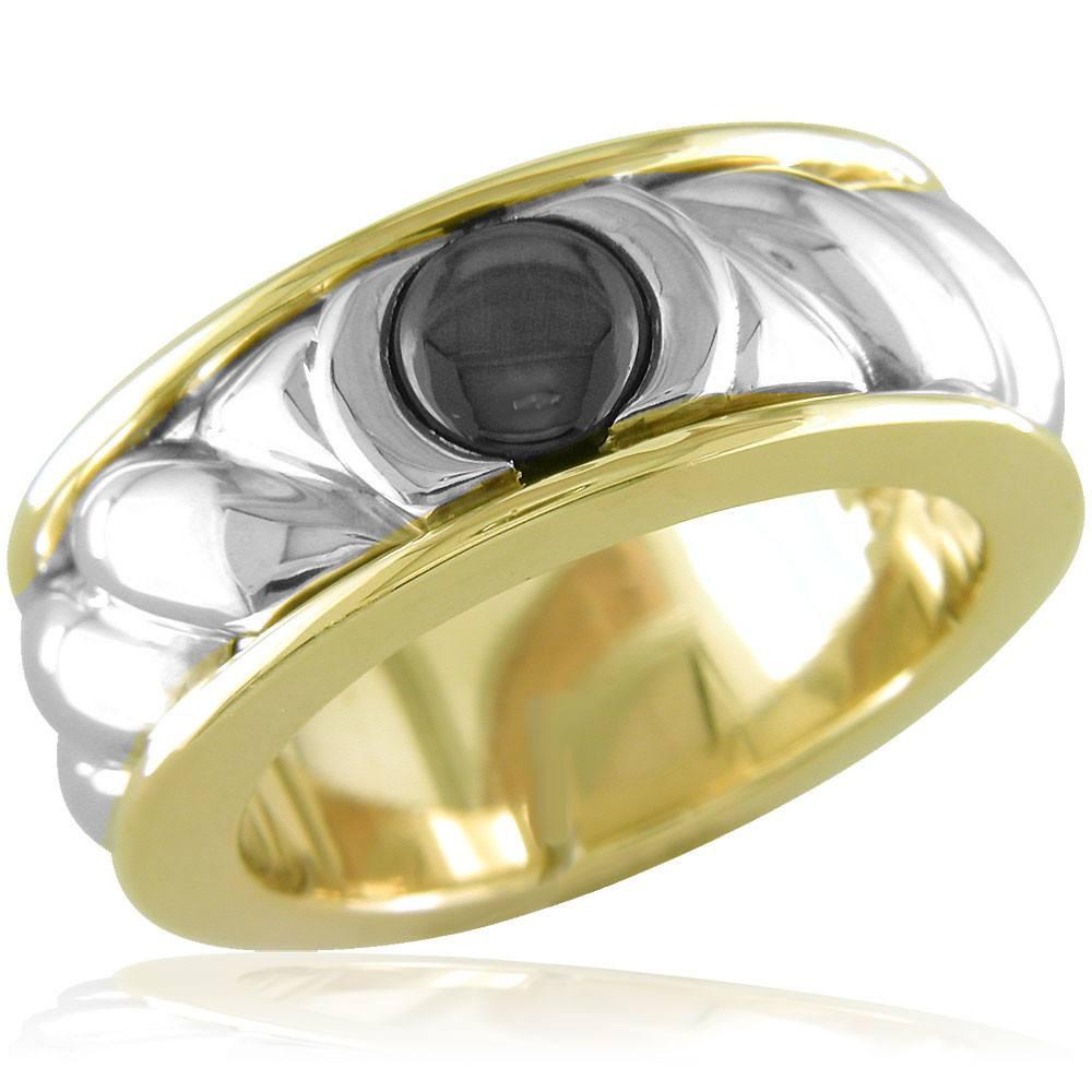 Two-Tone Onyx and Roping Ring MR-Z2711
