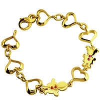 Large Classic Kids Sziro Boy and Girl Heart Charm Bracelet