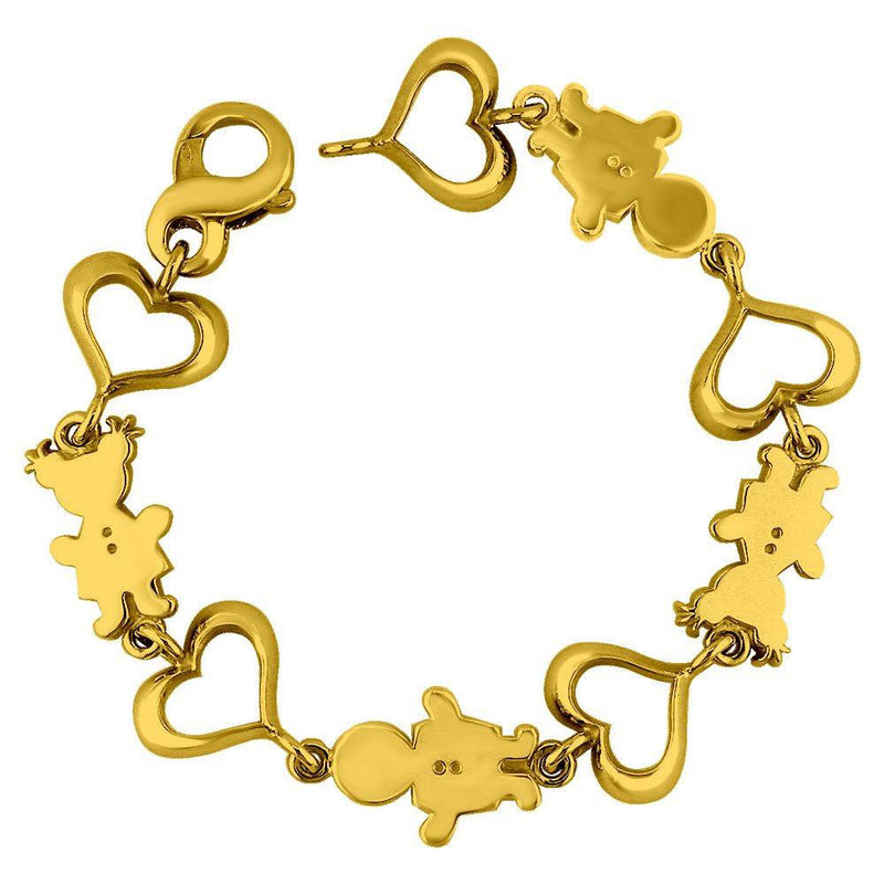 Large Classic Kids Gold Heart Charm Bracelet