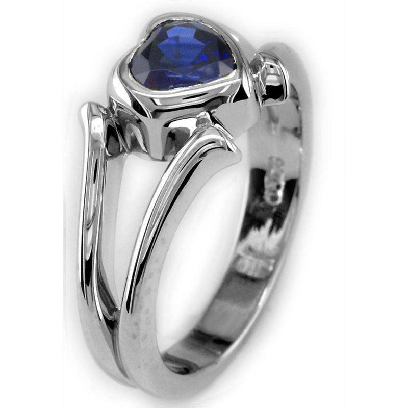Blue Sapphire Heart Shape Heart Ring in 14K