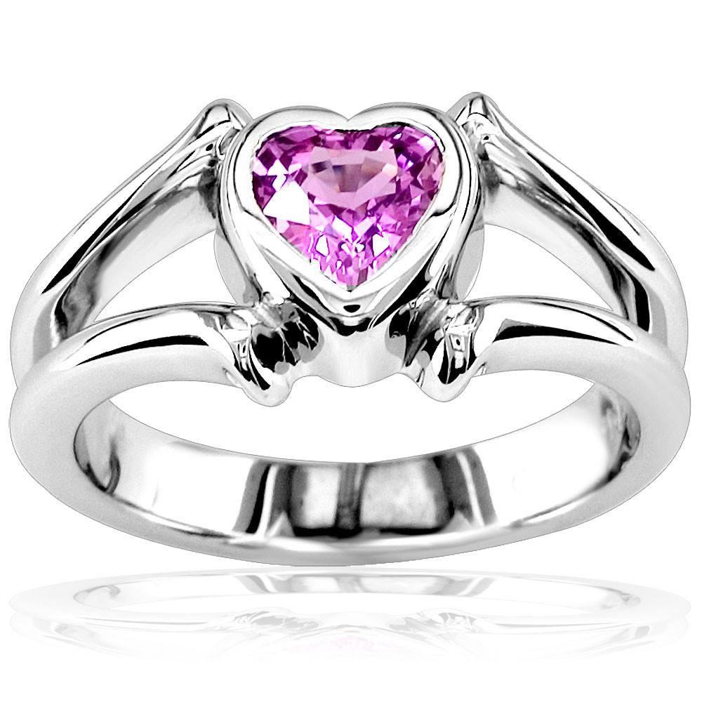 Pink Sapphire Heart Shape Ring in 14K