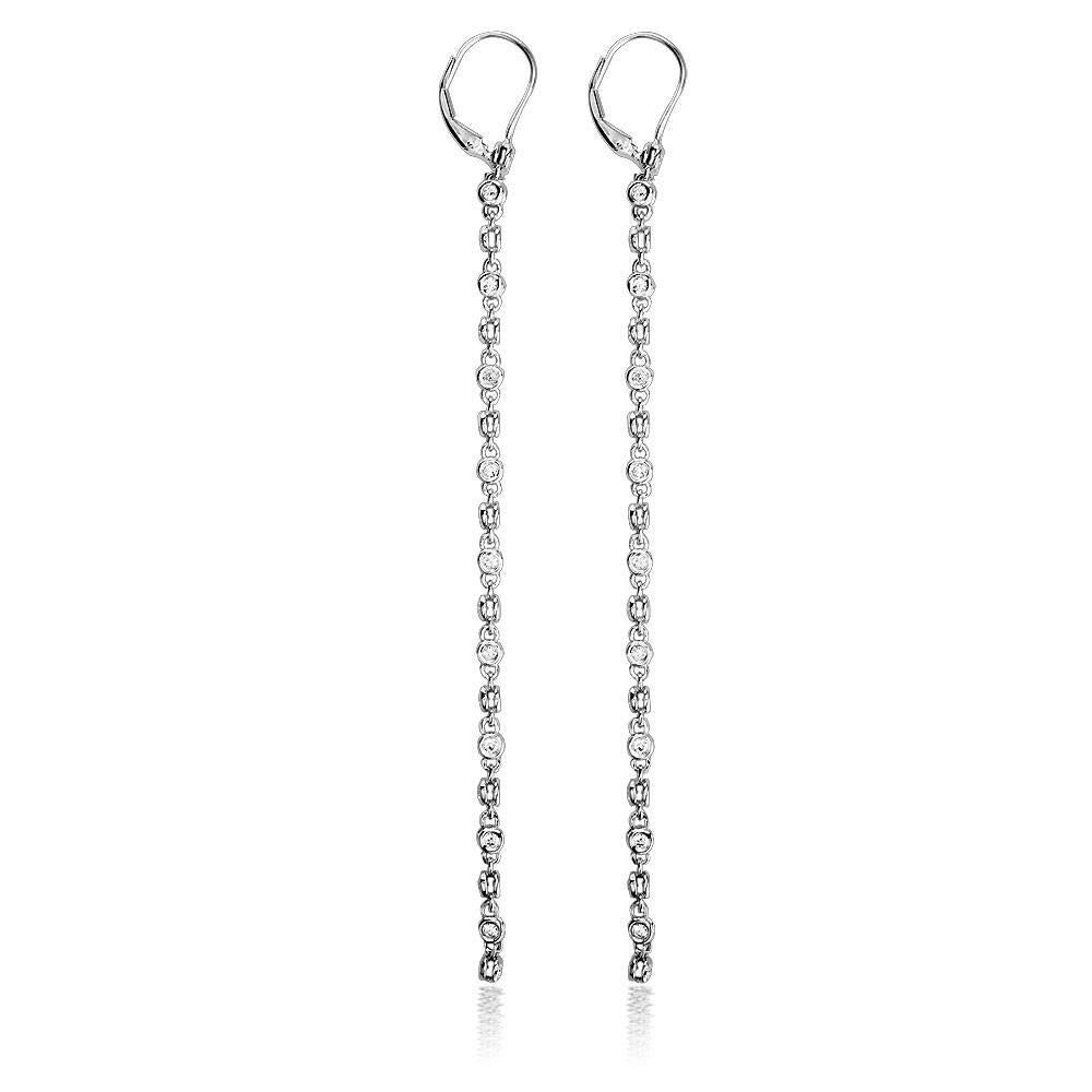 Two-Sided Diamond Chain Earrings, 2.20CT Total in 14K