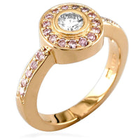 Diamond Bezel Ring in 18K with Pink Diamonds