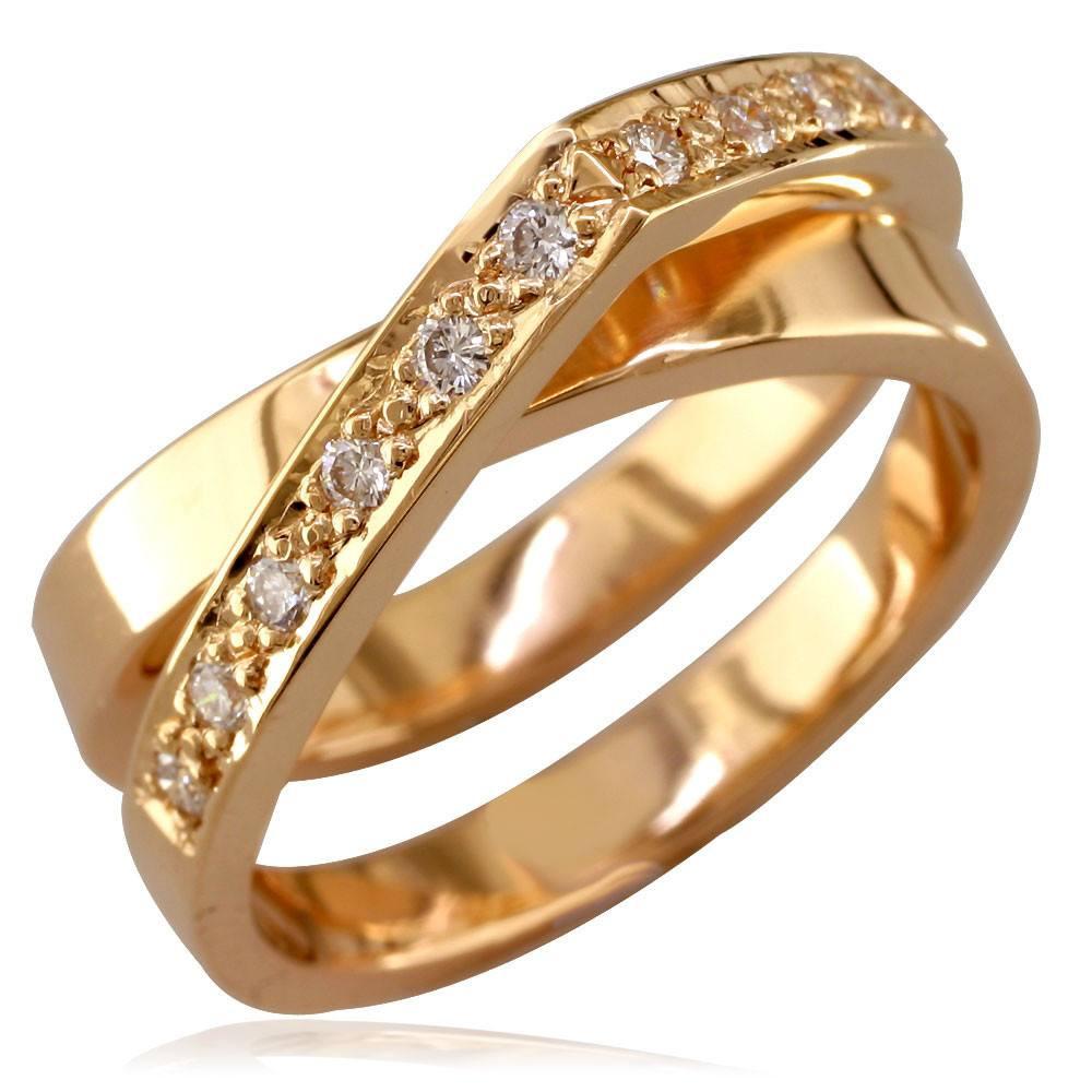Thin Diamond Crossover Ring with Peak LR-Z2795