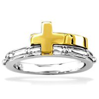 14K Yellow and White Gold Rosary Beads Ring