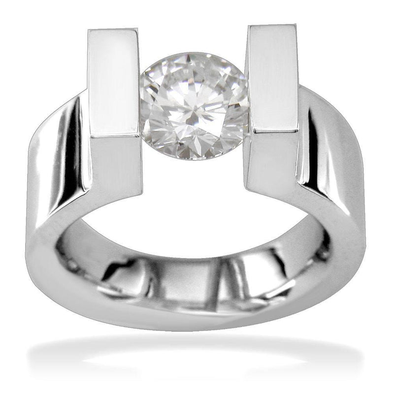 Tension Set Large Diamond Solitaire Ring E/W-Z2925
