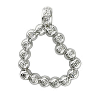 Medium Size Bead Heart in 18K White Gold with Diamonds