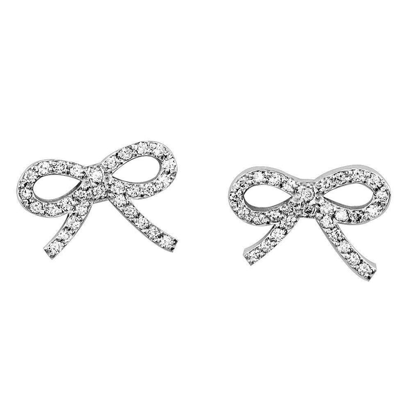 Diamond Bow Earrings, 0.50CT in 14k White Gold