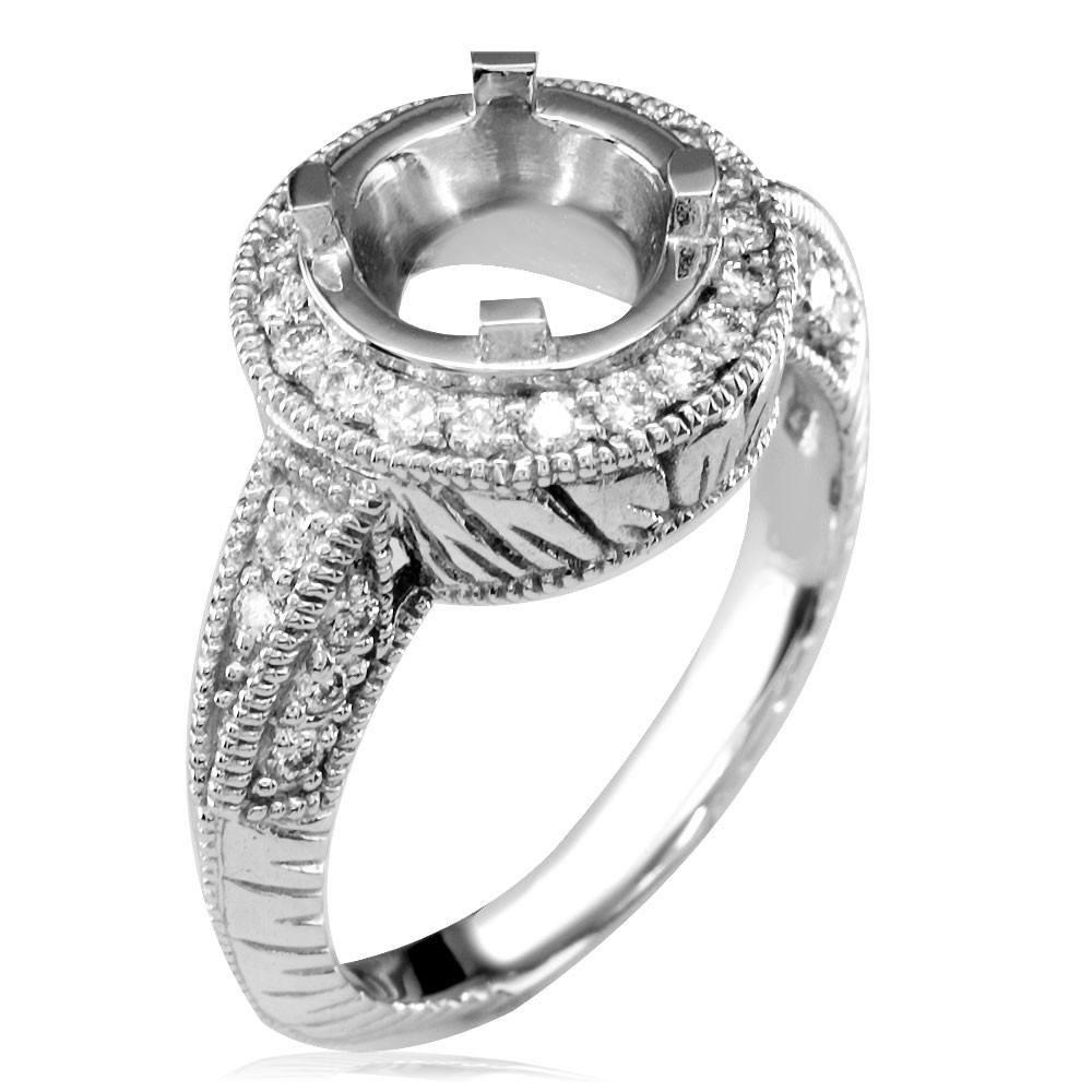 Diamond Engagement Ring Setting, 0.45CT in 18k White Gold