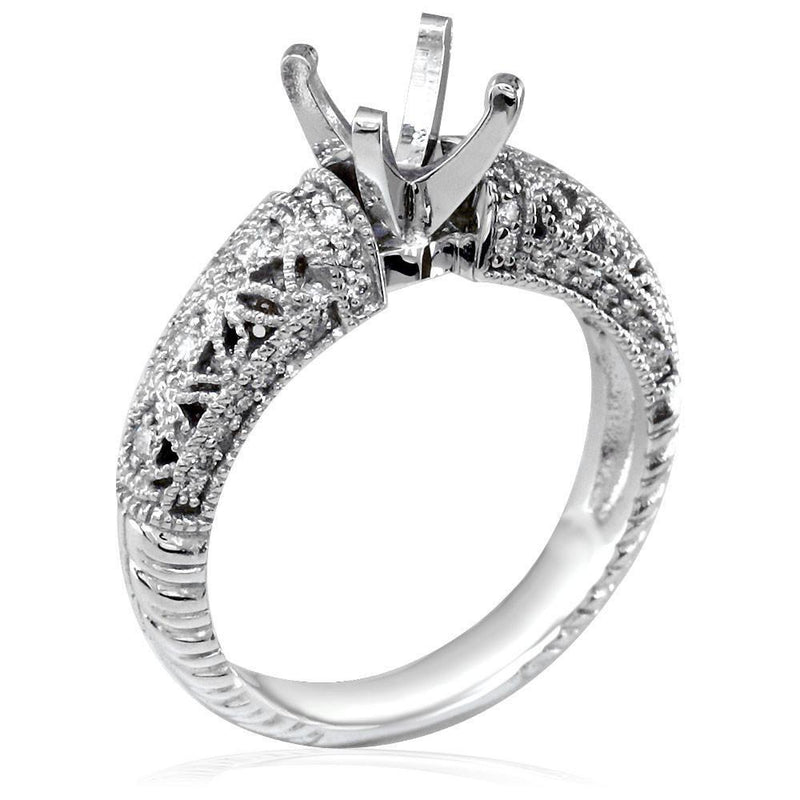 Diamond Engagement Ring Setting in 18K White Gold, 0.25CT Sides