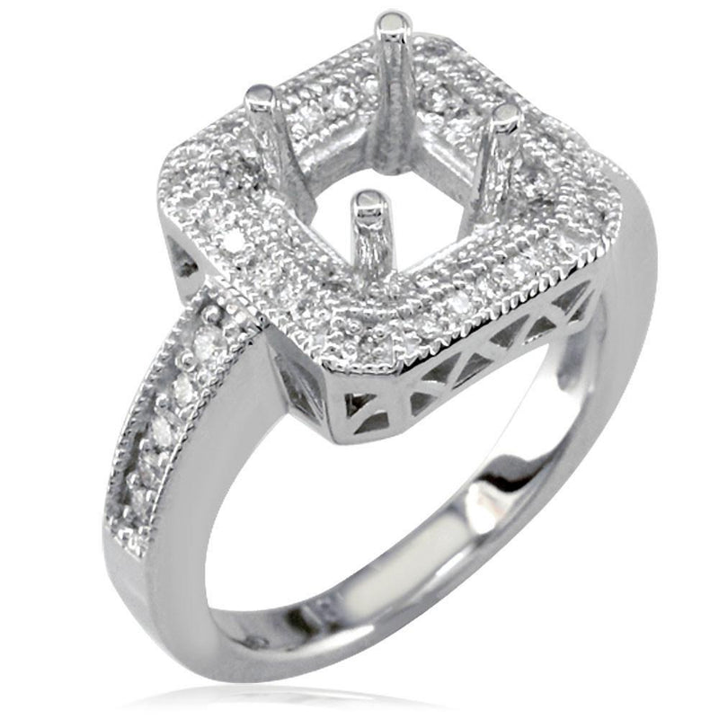 Large Diamond Engagement Ring Setting, 0.50CT in 18k White Gold