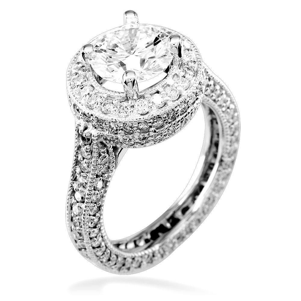 Diamond Engagement Ring Setting in 18K, 1.90CT Total Sides