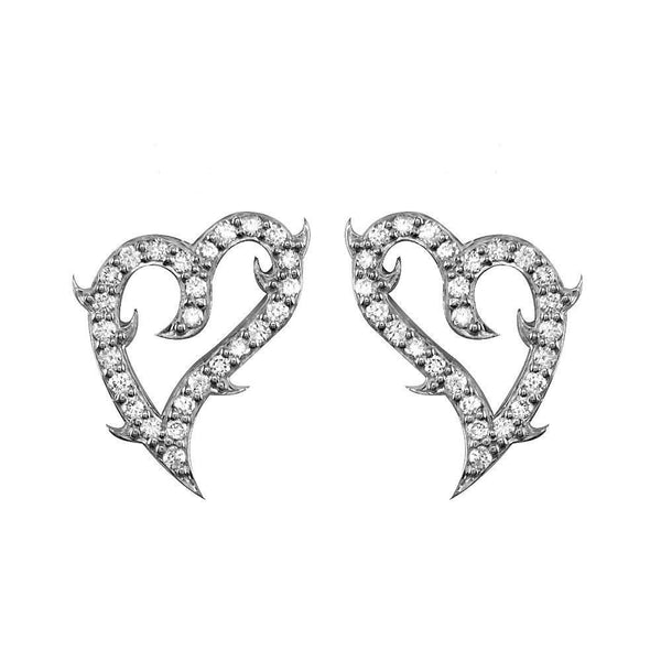 Mini Guarded Love Diamond Heart Earrings in 18K