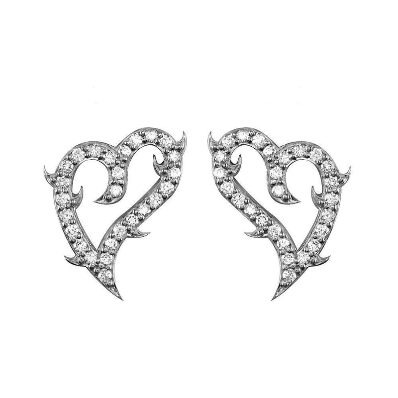 Mini Guarded Love Diamond Heart Earrings in 18K