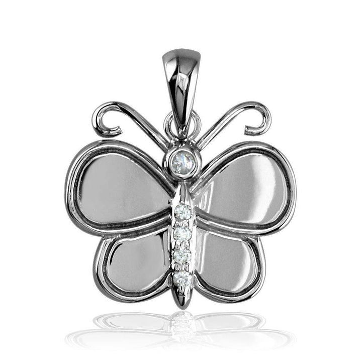 Diamond Butterfly in 14K White, 0.07CT