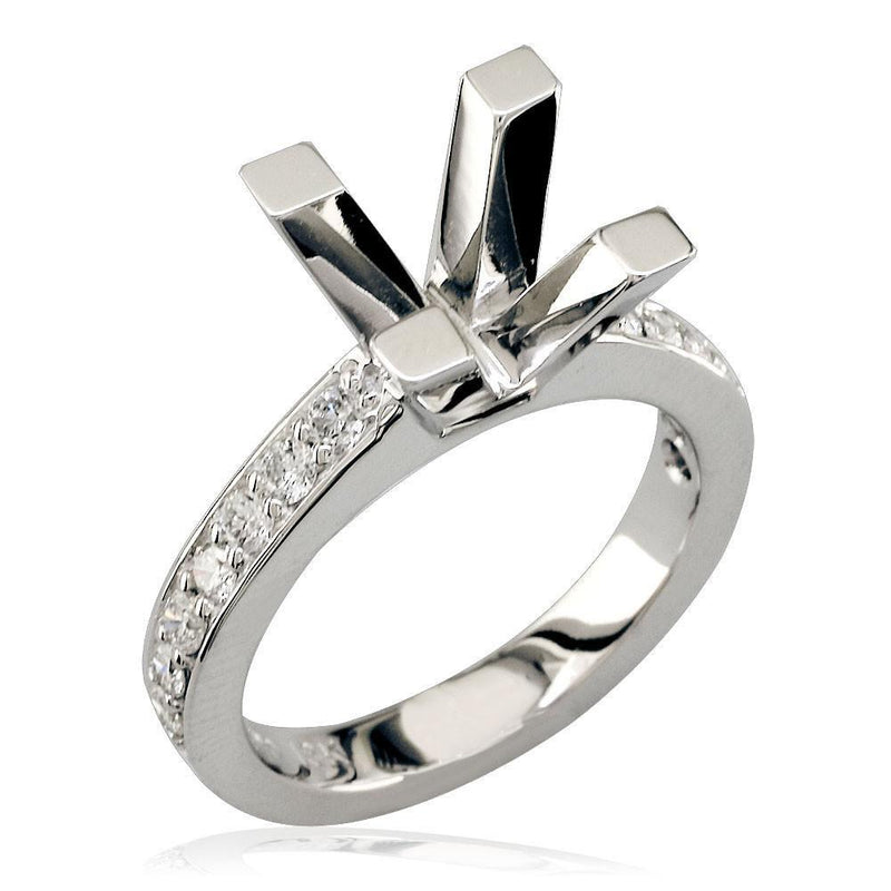 Diamond Engagement Ring Setting in 18K White Gold, 0.50CT Total Sides