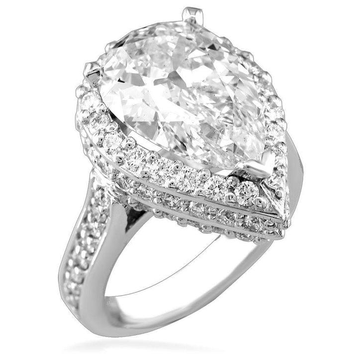 Pear Shape Diamond Halo Engagement Ring Setting in 14K White Gold, 2.0CT
