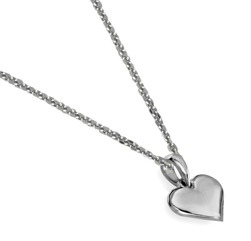 Small Love and Xo Engraved Heart Charm and Chain in Sterling Silver