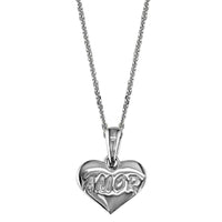 Small Amor Engraved Heart Charm and Chain in Sterling Silver
