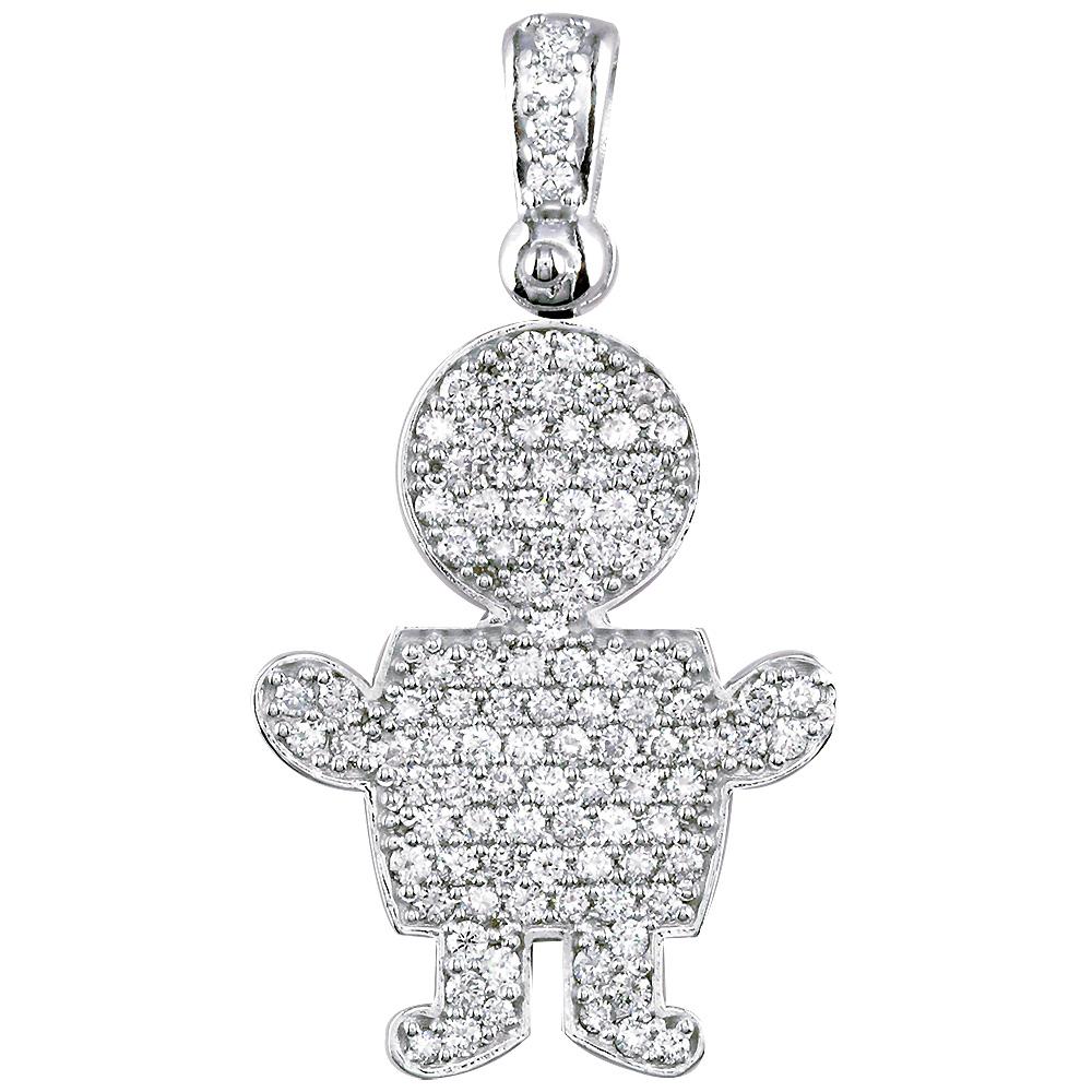 Jumbo Diamond Kids Sziro Boy Pendant for Mom, Grandma in 14k White Gold