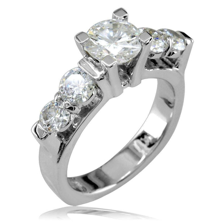 Round Diamond Engagement Ring Setting in 14K White Gold, 0.75CT Total Sides