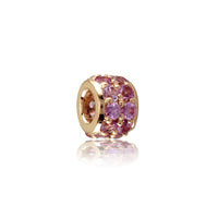 Wide 18K Pink (Rose) Gold and Pink Sapphire Spacer, Roundel