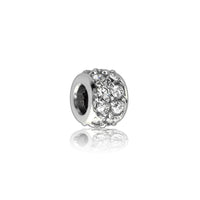 Wide Cubic Zirconia Sterling Silver Spacer, Roundel