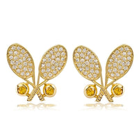 Diamond Tennis Racket Cufflinks in 14K