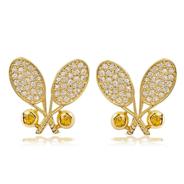 Diamond Tennis Racket Cufflinks in 14K