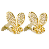 Diamond Tennis Racket Cufflinks in 14K
