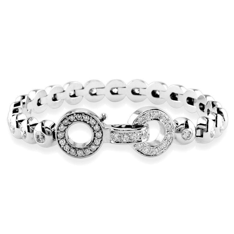 Diamond Bezel Link Bracelet with Diamond Circles Lock