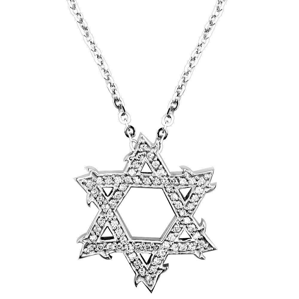 Guarded Faith Star Of David Pendant in 18K White Gold and Diamonds