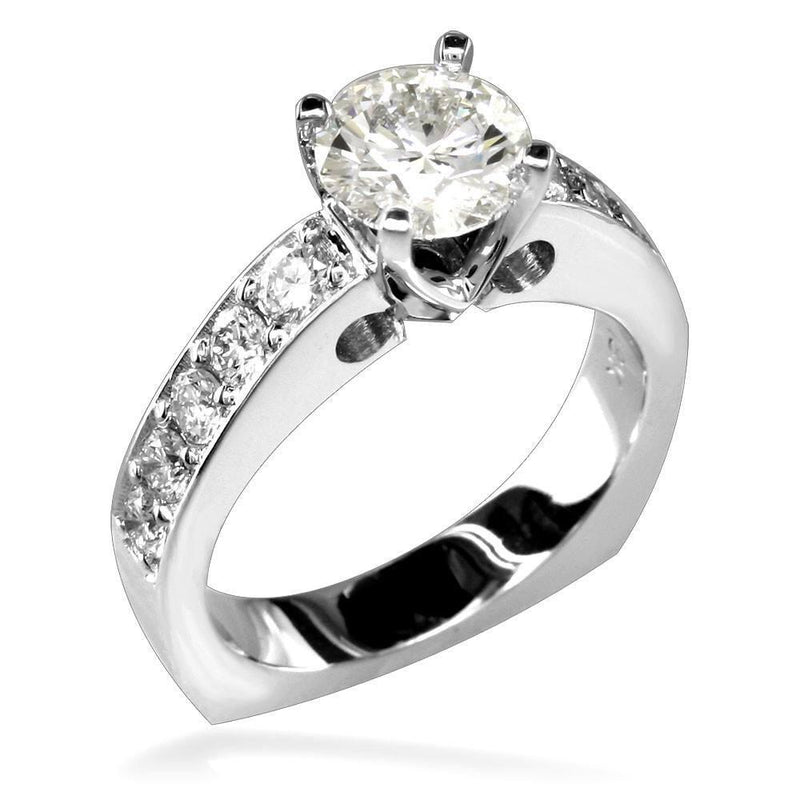 Diamond Engagement Ring Setting in 18K White Gold, 0.75CT Total Sides